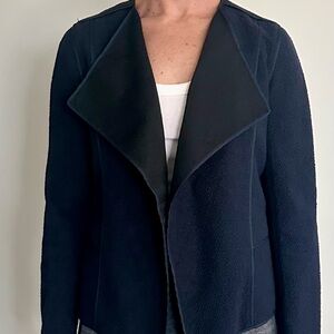 Vince Black Blazer with Dramatic Lapel and Relaxed Silhouette